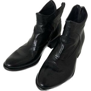 La Bottega di Lisa Black Leather Ankle Boots, back zip size EU 37 Made in Italy‎